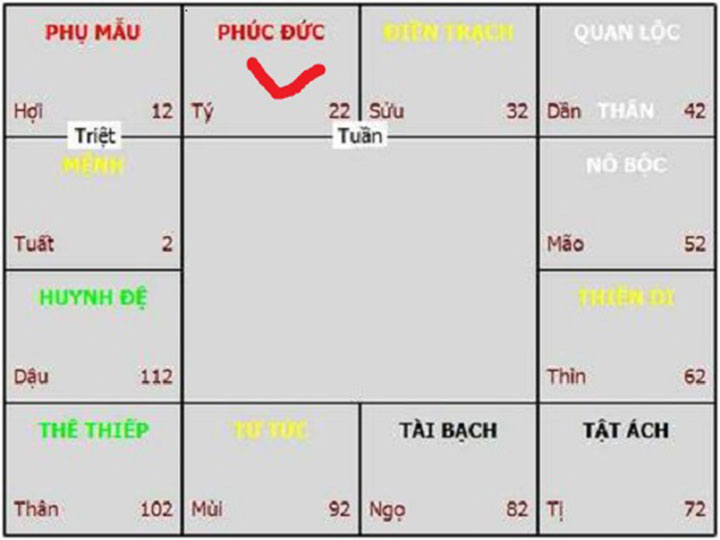vị trí cung phúc đức